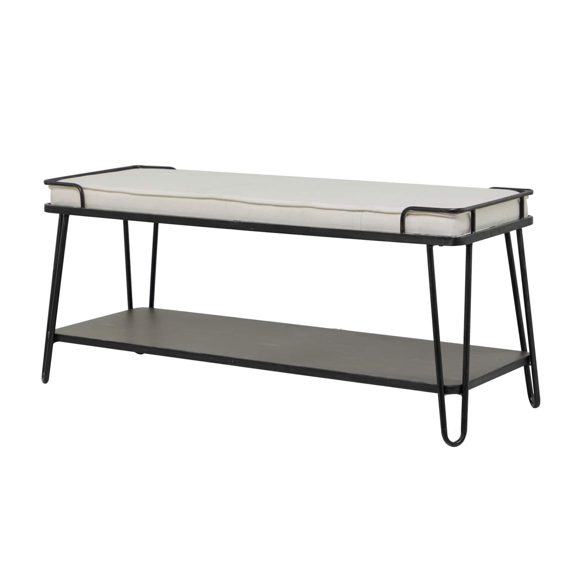 49" Black Metal Industrial Bench